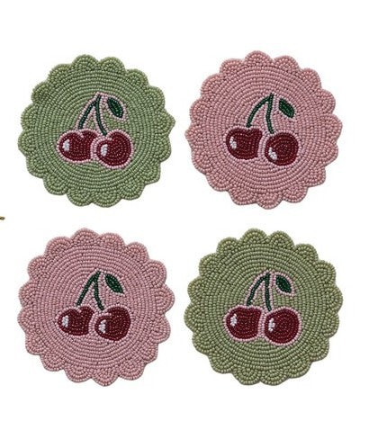 Cherry Beaded Coaster