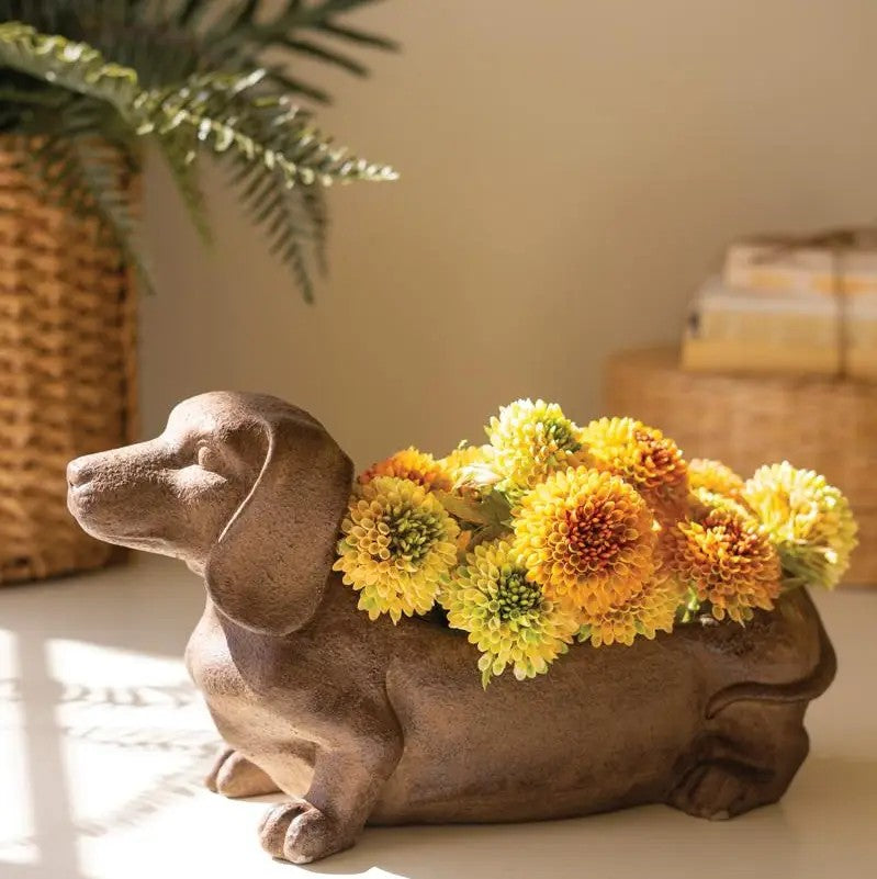Cement Dachsund Planter