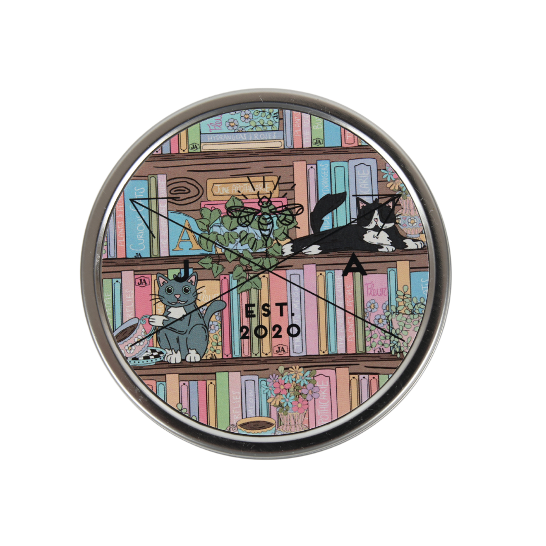 The Bookshelf Wooden Wick 11 oz Tin Candle