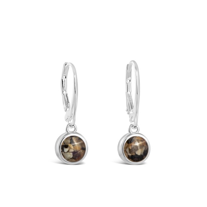 Sand Jewel Leverback Earrings Round