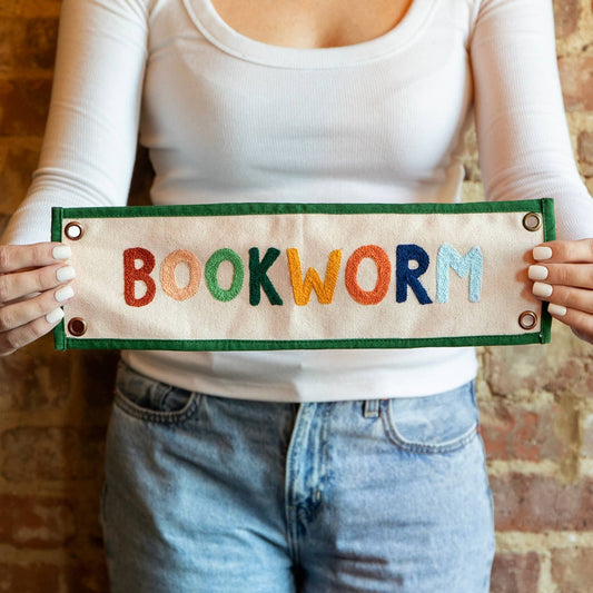 Bookworm Embroidered Banner