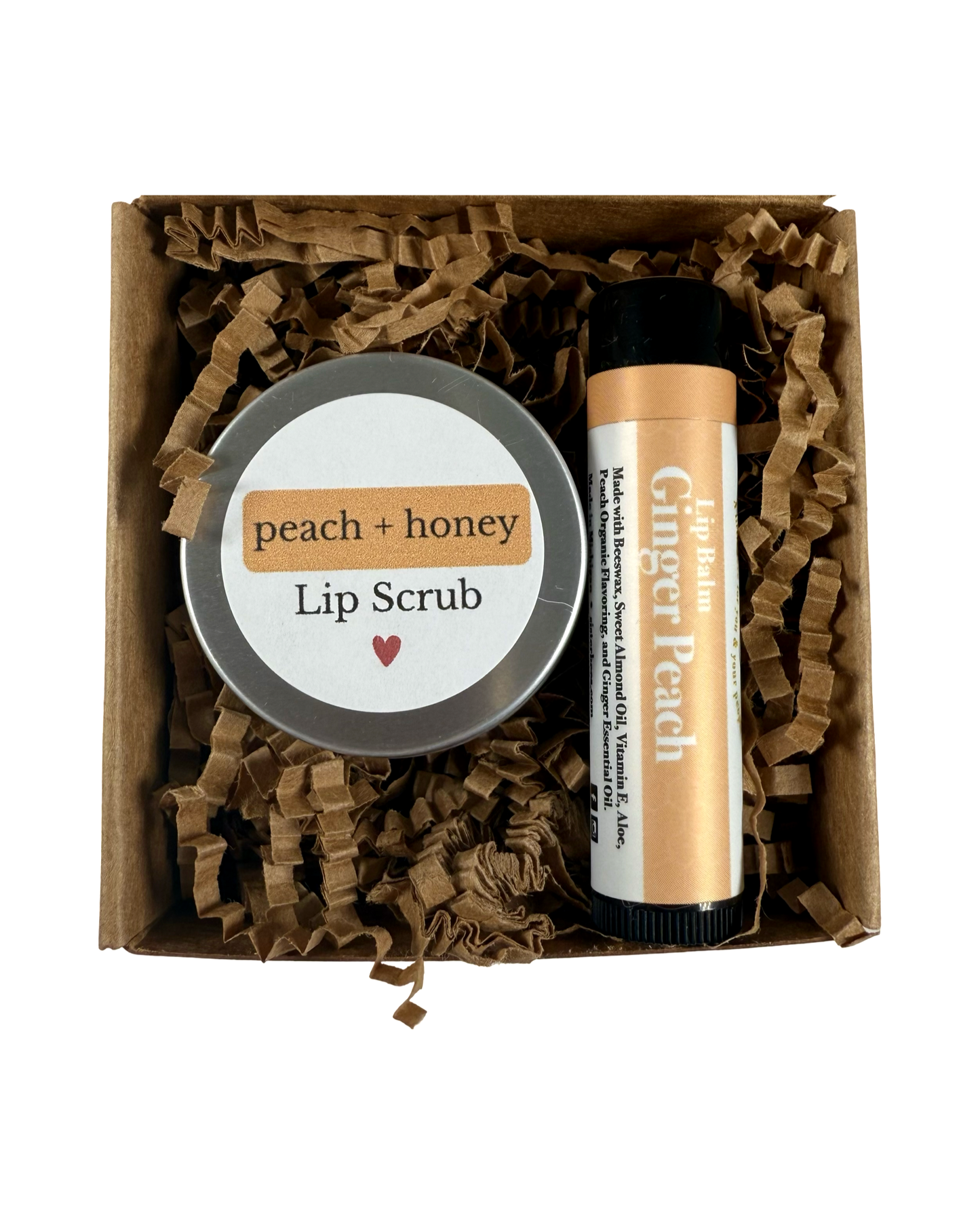 Ginger & Peach Lip Balm + Peach & Honey Lip Scrub
