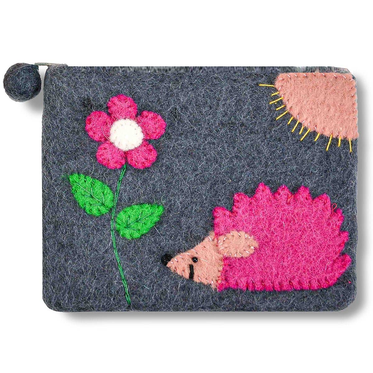 Hedgehog and Flower Coin Purse